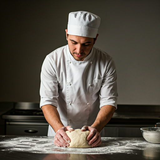 Baker kneading dough